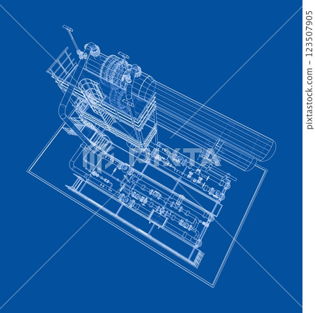 Petroleum heater exchanger. Vector rendering of 3d Petroleum heater exchanger. Vector rendering of 3d 123507905