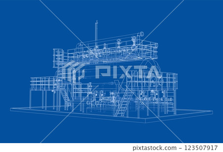 Industrial tank with valves. Vector rendered of 3d 123507917