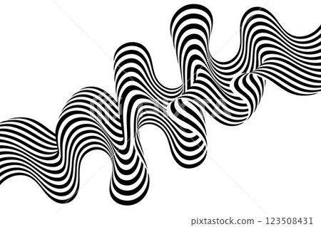 Black on white abstract perspective lines of wavy lines with three-dimensional effect isolated on white. Eps 10 Black on white abstract perspective lines of wavy lines with three-dimensional effect isolated on white. Eps 10 123508431