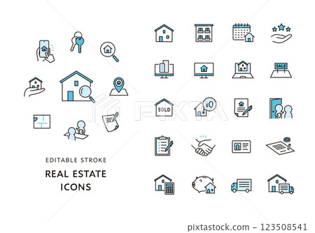 Real estate and room search icon set (color) 123508541