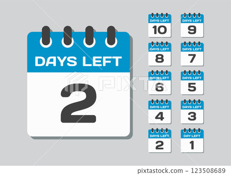 Countdown daily page calendar icon - 2 days left Countdown daily page calendar icon - 2 days left 123508689