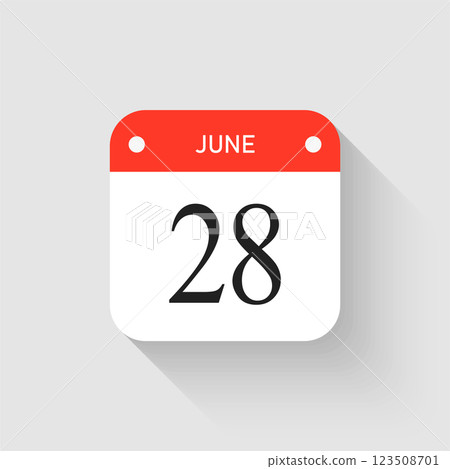 Vector icon page day calendar - 28 June month Vector icon page day calendar - 28 June month 123508701