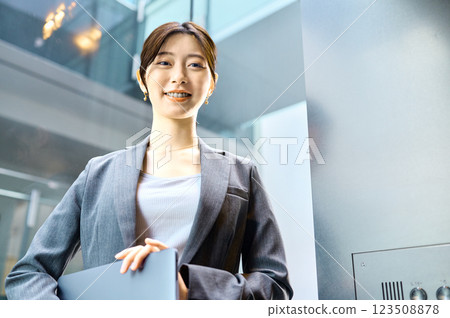 Businesswoman working with a computer in the office Businesswoman working with a computer in the office 123508878