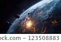 Earth asteroid impact space view 123508883