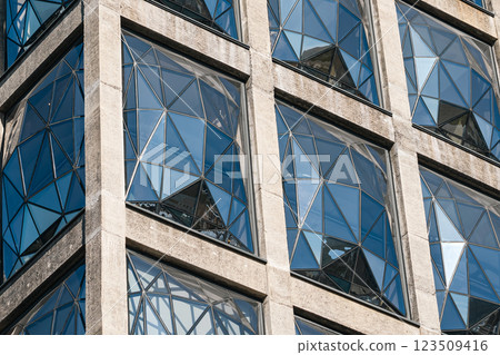 industrial style building, windows close-up shot 123509416