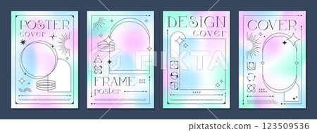 Y2k color gradient background poster covers and frames with vector line geometric shapes and abstract aesthetic graphic elements. Modern pastel pink blue gradient posters of trendy minimal y2k shapes Y2k color gradient background poster covers and frames with vector line geometric shapes and abstract aesthetic graphic elements. Modern pastel pink blue gradient posters of trendy minimal y2k shapes 123509536