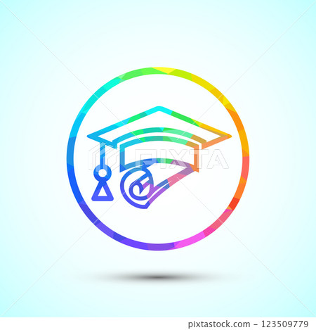 Graduation hat icon design, academic cap icon for apps and websites. Low poly style 123509779