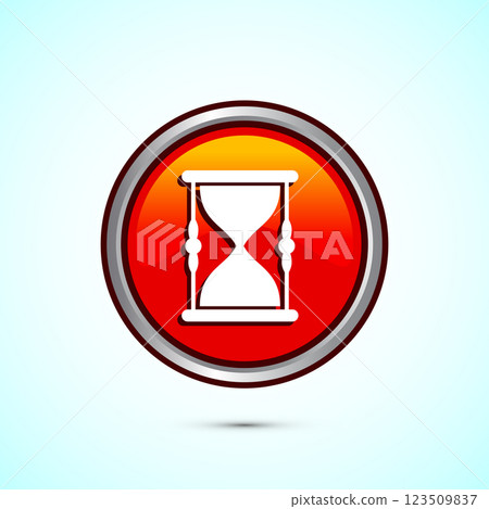 Sand clock icon design illustration. Hourglass symbol, Time measuring sign, Button design 123509837