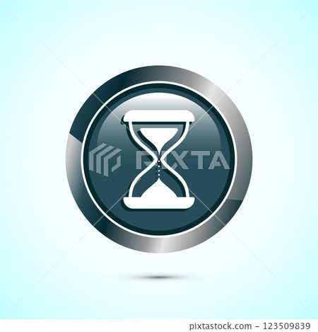 Sand clock icon design illustration. Hourglass symbol, Time measuring sign, Button design 123509839