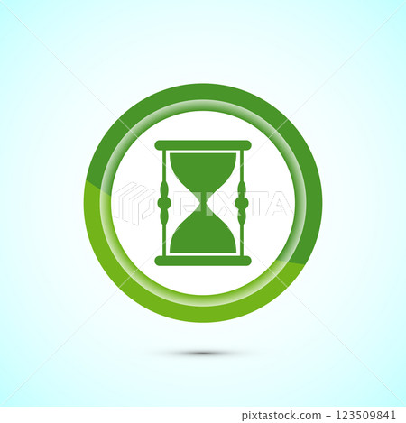 Sand clock icon design illustration. Hourglass symbol, Time measuring sign, Button design Sand clock icon design illustration. Hourglass symbol, Time measuring sign, Button design 123509841