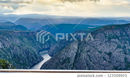 Mountain view. River Sil Canyon in Galicia Spain 123509933