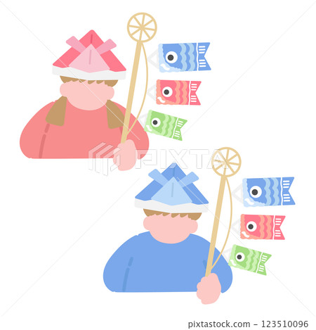 Children's Day carp streamer girl boy illustration set Children's Day carp streamer girl boy illustration set 123510096