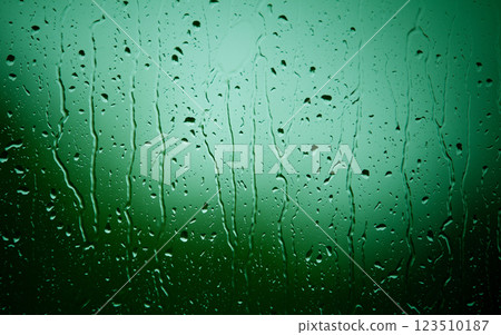 Closeup of water drops on glass as background 123510187