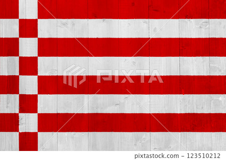 Official flag of Bremen. City in Germany. Conceptual collage on wood texture 123510212