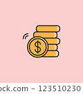 colored outline stack coins icon logo vector illustration design 123510230