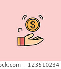 colored outline stack coins icon logo vector illustration design 123510234