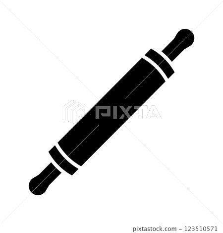 Silhouette of a wooden rolling pin. Essential kitchen tool for rolling dough. 123510571