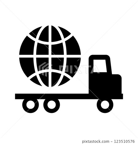 Silhouette of a truck with earth representing logistics. International shipping via truck. Silhouette of a truck with earth representing logistics. International shipping via truck. 123510576