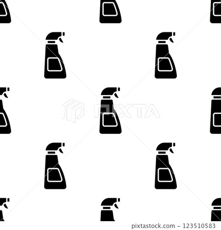 Seamless pattern of cleaning spray bottle silhouettes. 123510583