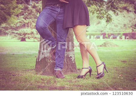 Part body of couple in park 123510630