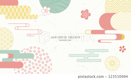 現代日本風格背景與日本圖案/日本的春天 123510994