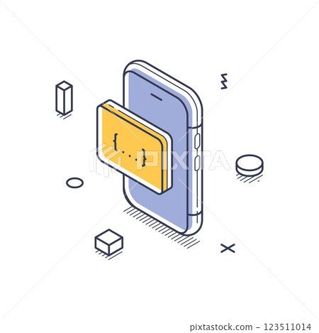 Visual representation of web development concept through isometric line art features Visual representation of web development concept through isometric line art features 123511014