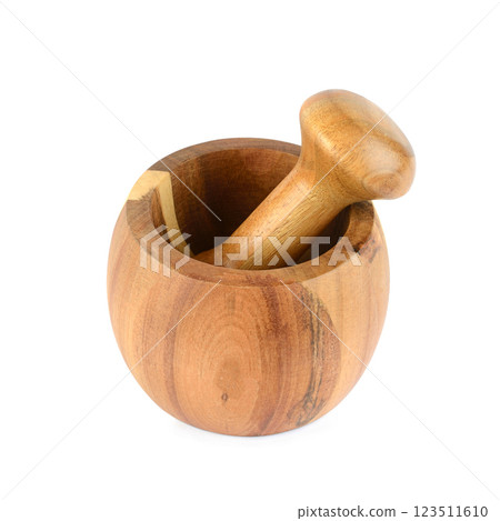 Wooden mortars and pestles isolated on white. Wooden mortars and pestles isolated on white. 123511610