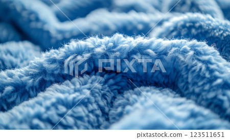 Close-Up of Fluffy Blue Fleece Fabric Close-Up of Fluffy Blue Fleece Fabric 123511651