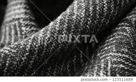 Close-Up of Herringbone Wool Fabric Texture 123511689
