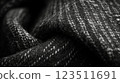 Macro Shot of Black and White Wool Herringbone 123511691