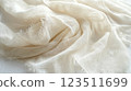 Soft Cream Gauze Fabric with Delicate Folds 123511699