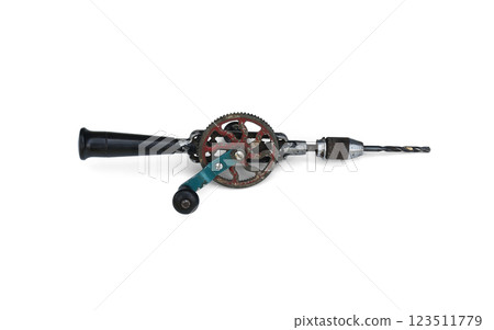 Hand tool. Hand drill on a white background Hand tool. Hand drill on a white background 123511779