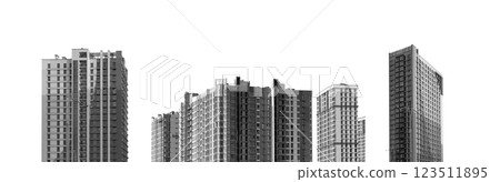 Architecture featuring modern high-rise residential buildings in an urban metropolis. Multi-story 123511895