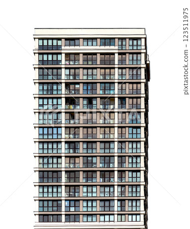 Multistory building in urban city. High-rise condo, contemporary design with residential apartments. Multistory building in urban city. High-rise condo, contemporary design with residential apartments. 123511975