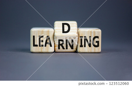 Learning or leading symbol. Concept words Learning Leading on wooden block. Beautiful grey table grey background. Business learning or leading concept. Copy space. Learning or leading symbol. Concept words Learning Leading on wooden block. Beautiful grey table grey background. Business learning or leading concept. Copy space. 123512060