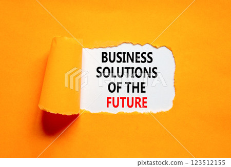 Business solutions of the future symbol. Concept words Business solutions of the future on beautiful orange paper. Beautiful brown paper background. Business solutions of the future concept Copy space Business solutions of the future symbol. Concept words Business solutions of the future on beautiful orange paper. Beautiful brown paper background. Business solutions of the future concept Copy space 123512155