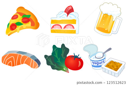 向量插圖集壞食物和好食物 向量插圖集壞食物和好食物 123512623