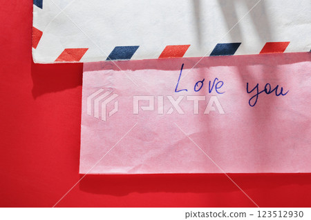 LOVE YOU  note on pink letter 123512930