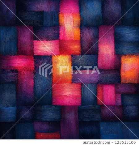 Colorful woven fabric creating vibrant and abstract design Colorful woven fabric creating vibrant and abstract design 123513100