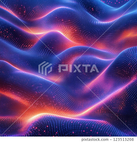 Vibrant waves of glowing digital landscape Vibrant waves of glowing digital landscape 123513208