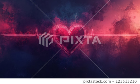 Vibrant heartbeat line pulsating through abstract art Vibrant heartbeat line pulsating through abstract art 123513210