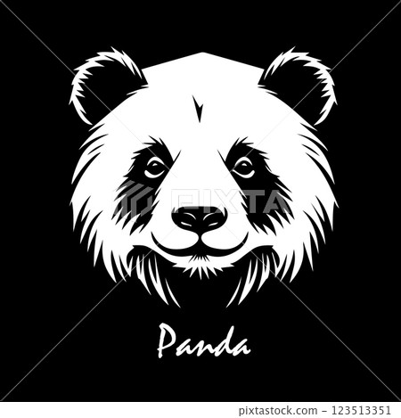Panda head on black background. hand drawing. Not AI, Vector illustration 123513351