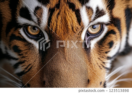 Powerful Tiger Close-Up with Intense Gaze 123513898
