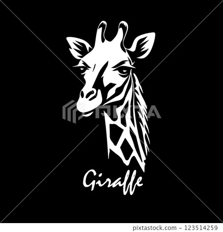 Giraffe head on black background. hand drawing. Not AI, Vector illustration Giraffe head on black background. hand drawing. Not AI, Vector illustration 123514259