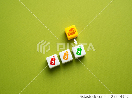 Buy for the best price. Competition for a contract or procurement contract. Strategic bidding, supply chain management, and financial planning. Competitive pricing and market advantages. 123514952