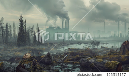 The Scene Includes A Once-Lush Forest Now Ravaged 123515157