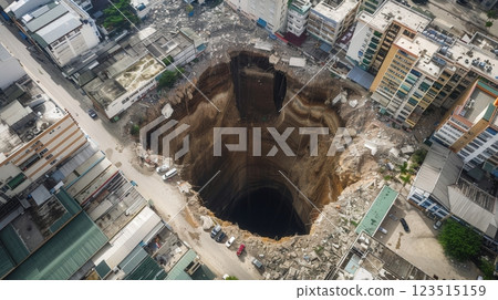 Sinkhole Swallowing Buildings Warning Disaster 123515159