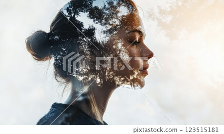Multiple Exposure Effect Showing A Woman 123515181