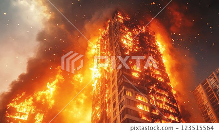 Burning skyscraper 123515564