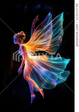 Enchanting fairy dance in ethereal glow fantasy realm digital art nighttime side view imagination 123515738